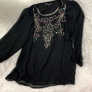 Joanna hope dress sequin sheer long sleeve